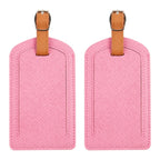 The Luggage Tag in pink PU leather, travel essentials