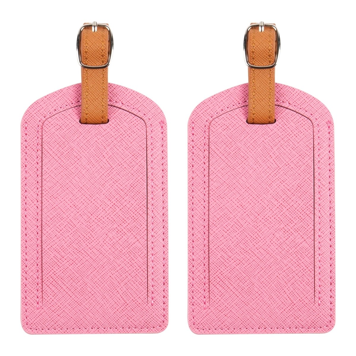 The Luggage Tag in pink PU leather, travel essentials