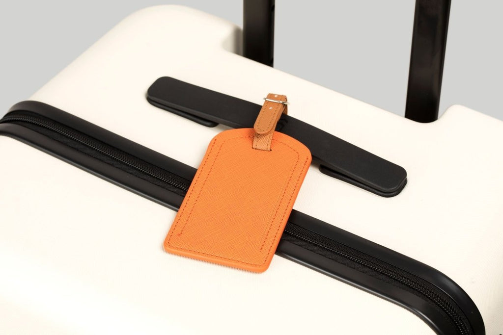 The Luggage Tag on an airport suitcase for travel.