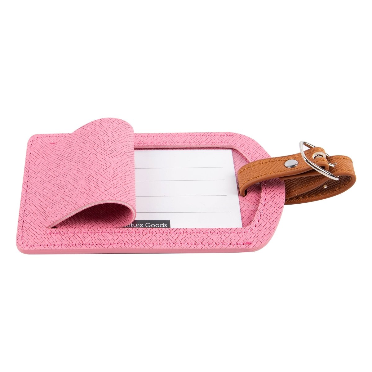 The Luggage Tag in pink PU leather for travel essentials