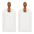 The Luggage Tag in white PU leather for travel essentials