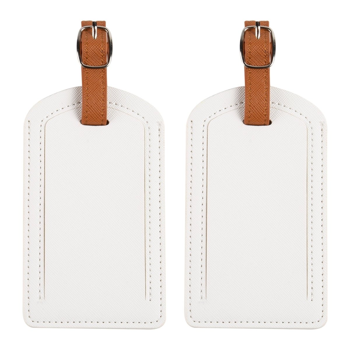 The Luggage Tag in white PU leather for travel essentials