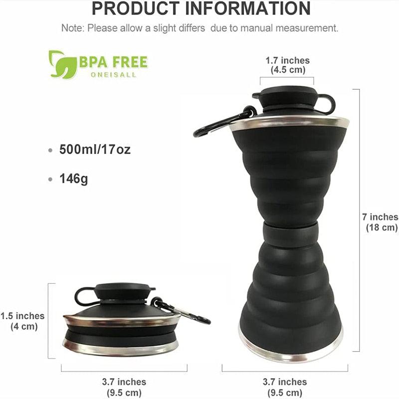 The Minimalist 500ml Folding Bottle dimensions and features