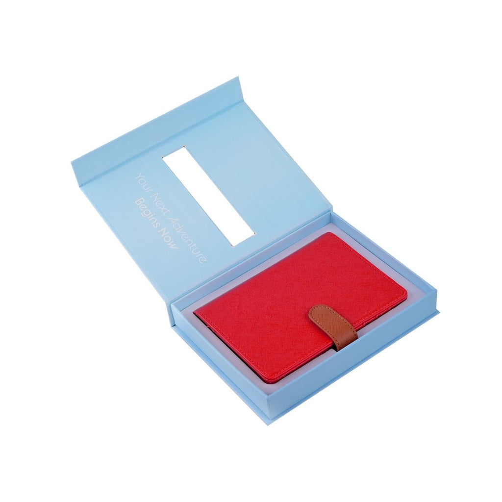 The Passport Wallet in a stylish gift box for travel essentials