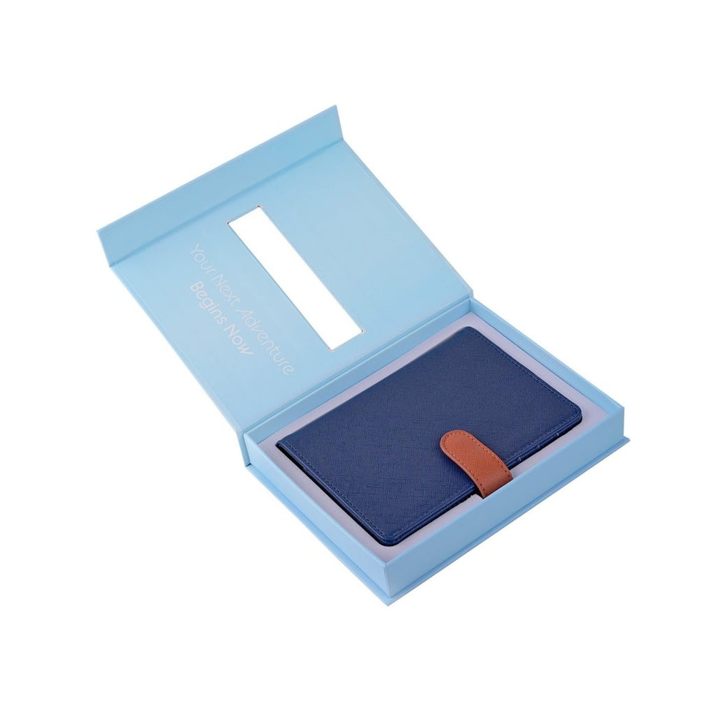 The Passport Wallet in a stylish gift box for travel size essentials