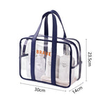 The Shoreline Transparent Wet/Dry Bag with travel essentials