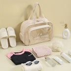 The Shoreline Transparent Wet/Dry Bag with travel size essentials