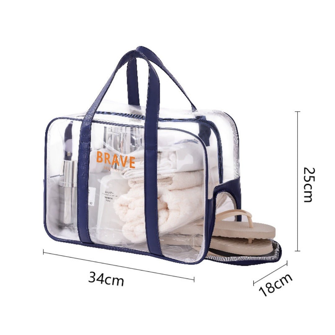 The Shoreline Transparent Wet/Dry Bag for travel size essentials