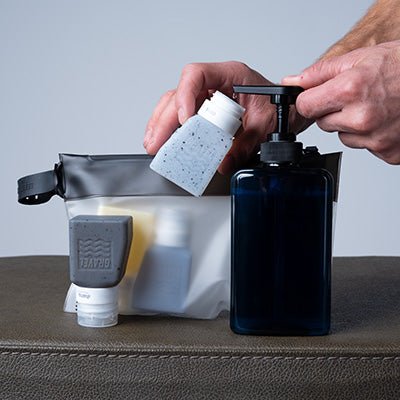 Travel Bottles for Liquids 3oz (Two Pack) in toiletry bag