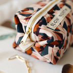 Travel Pouch - Blush Florence with floral design and zipper