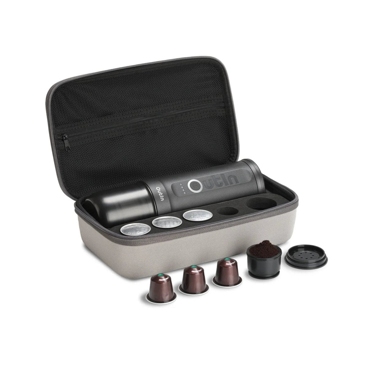 Traveler Espresso Gift Set (Space Grey) with capsules and case
