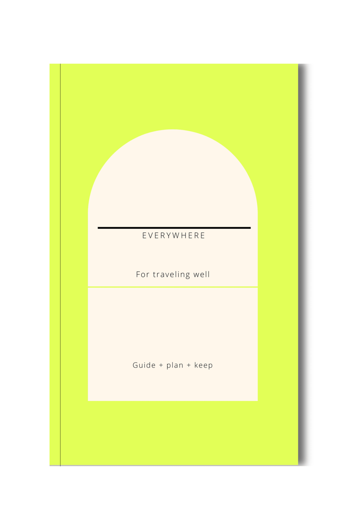 Everywhere customizable travel planner journal with a lime cover