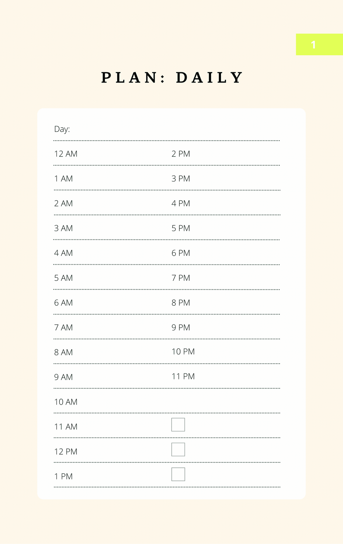Everywhere travel planner daily plan page with hourly schedule