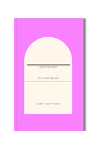 Everywhere customizable travel planner journal with a pink cover