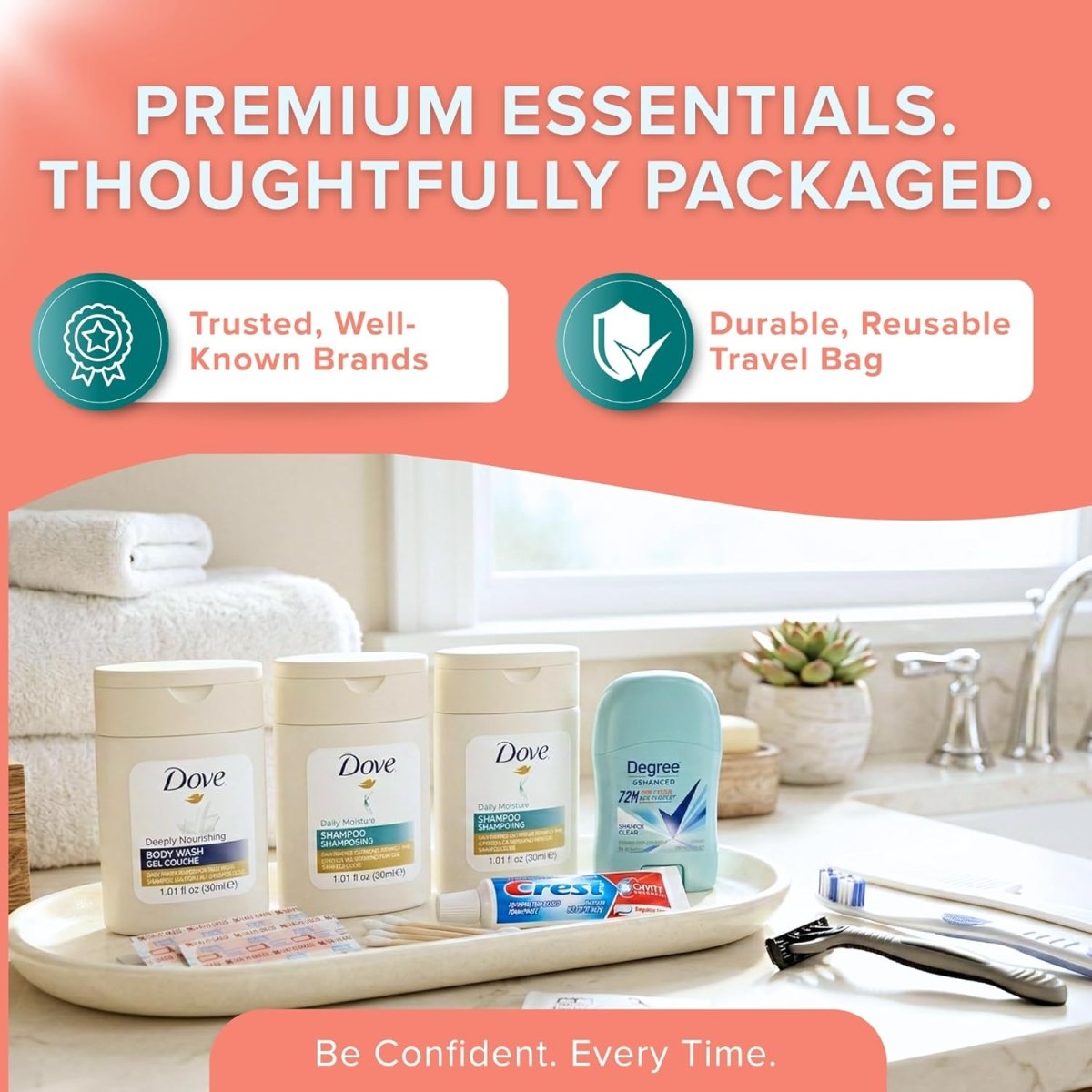 TrekTote 12 - Piece Women’s Premium Travel Hygiene Kit - 3ozs