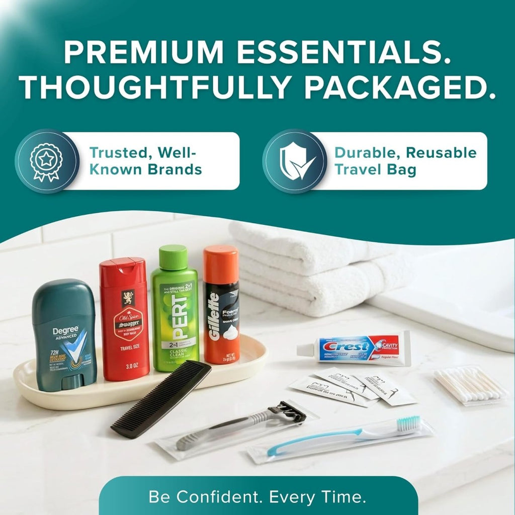 TrekTote 15 - Piece Men’s Premium Travel Hygiene Kit - 3ozs