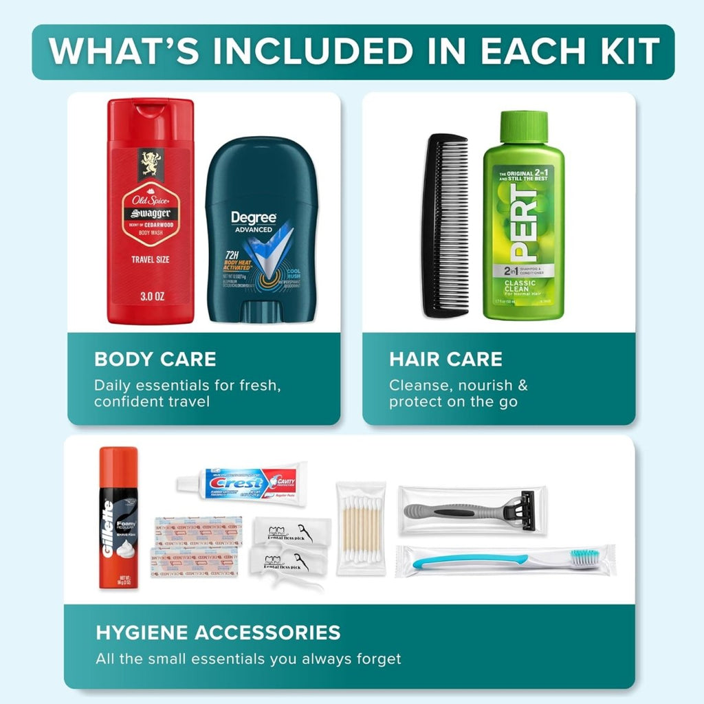 TrekTote 15 - Piece Men’s Premium Travel Hygiene Kit - 3ozs