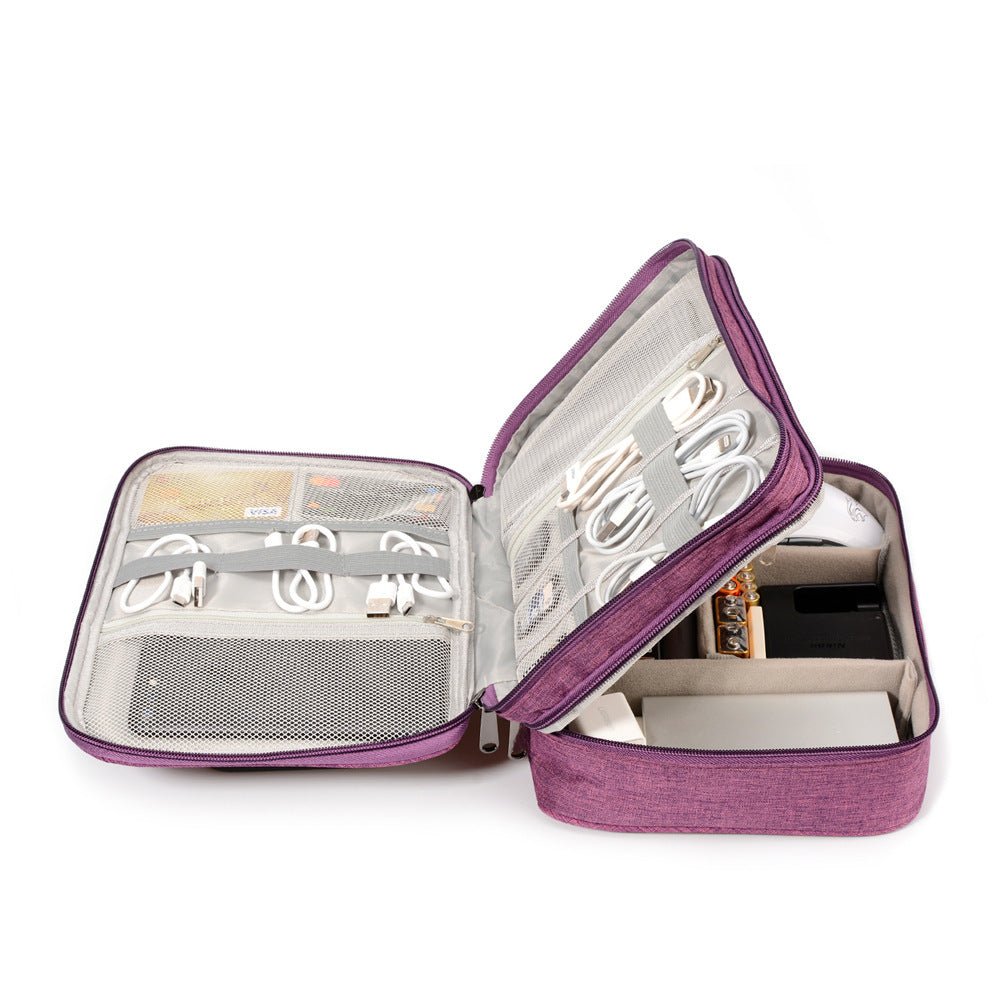 Tri-Layer Tech & Accessory Organizer with multiple compartments