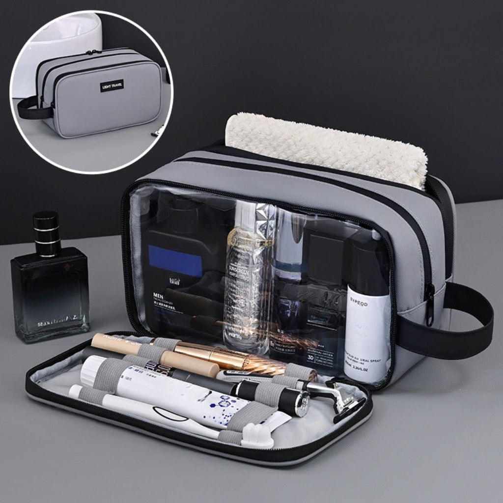 Triple-Layer Men's Grooming & Toiletry Bag with travel size essentials