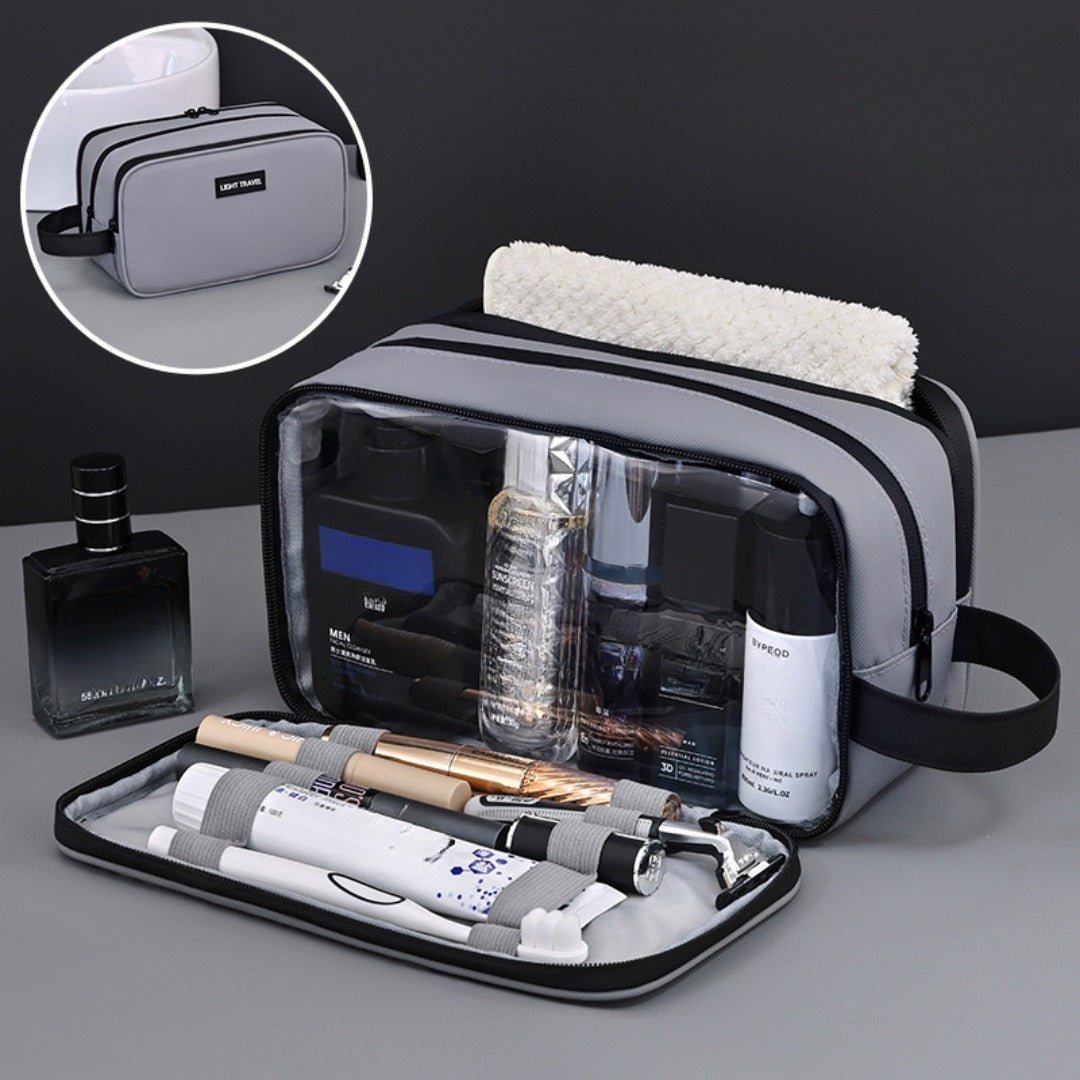 Triple-Layer Men's Grooming & Toiletry Bag with travel size essentials