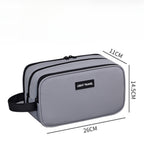 Triple-Layer Men's Grooming & Toiletry Bag in gray design.