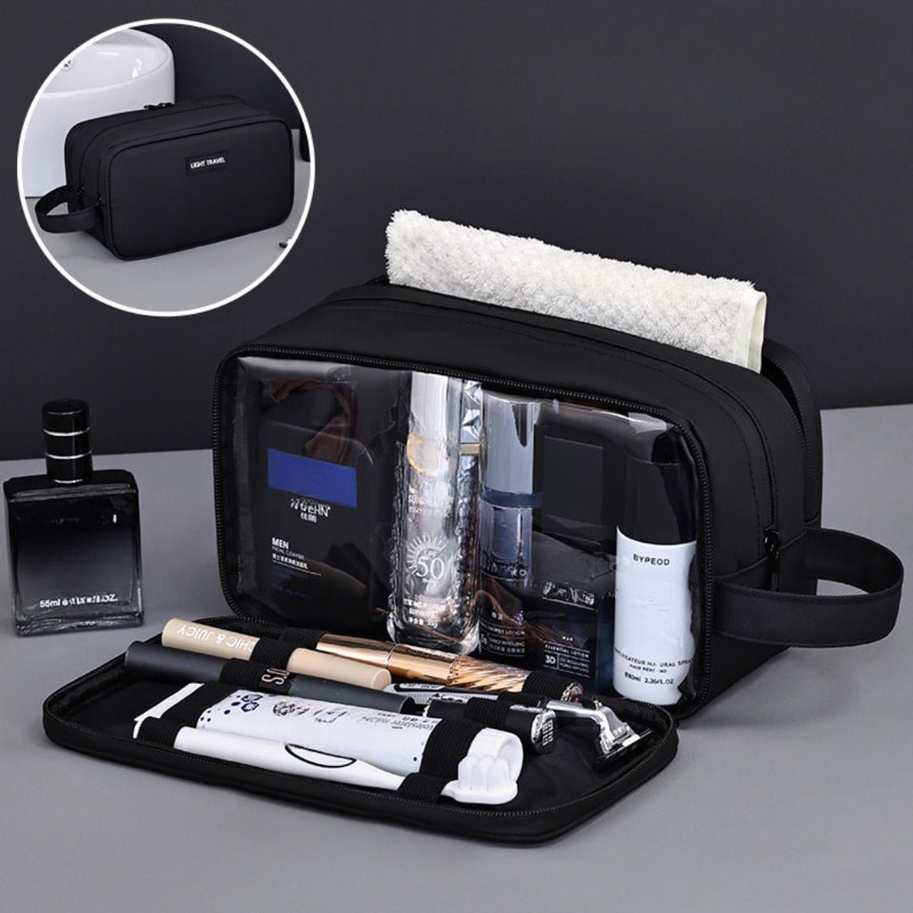 Triple-Layer Men's Grooming & Toiletry Bag with travel essentials