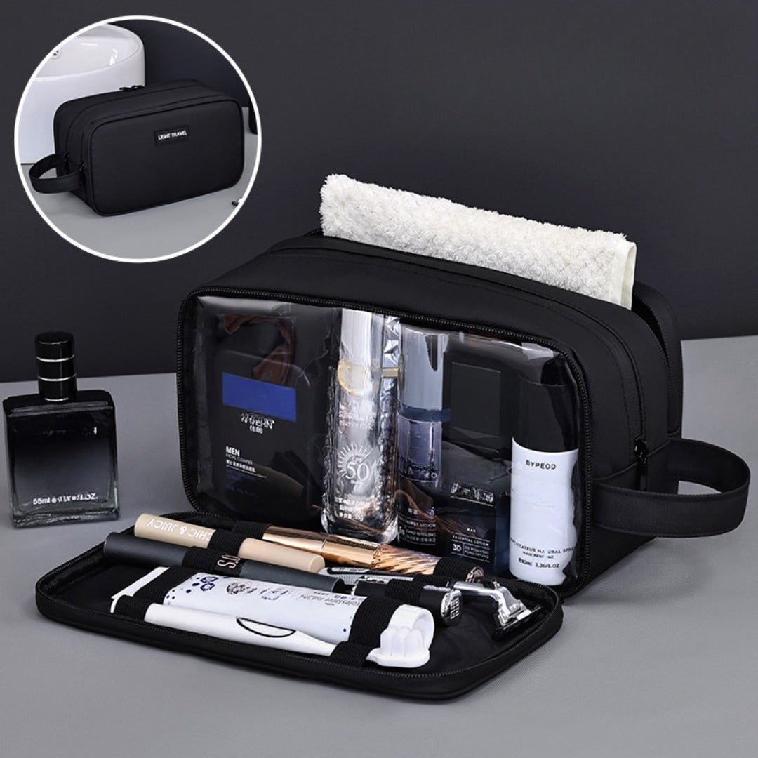 Triple-Layer Men's Grooming & Toiletry Bag with travel essentials