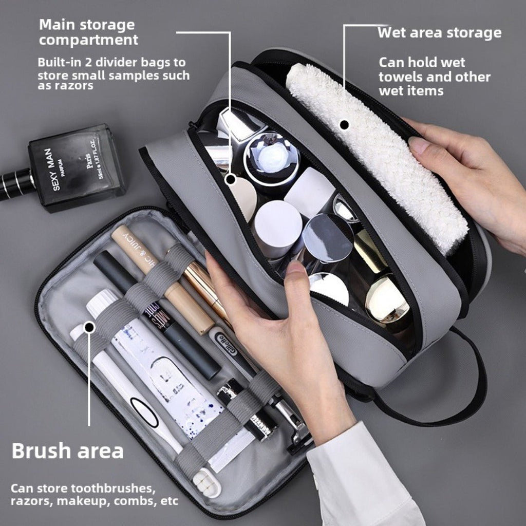 Triple-Layer Men's Grooming & Toiletry Bag with compartments