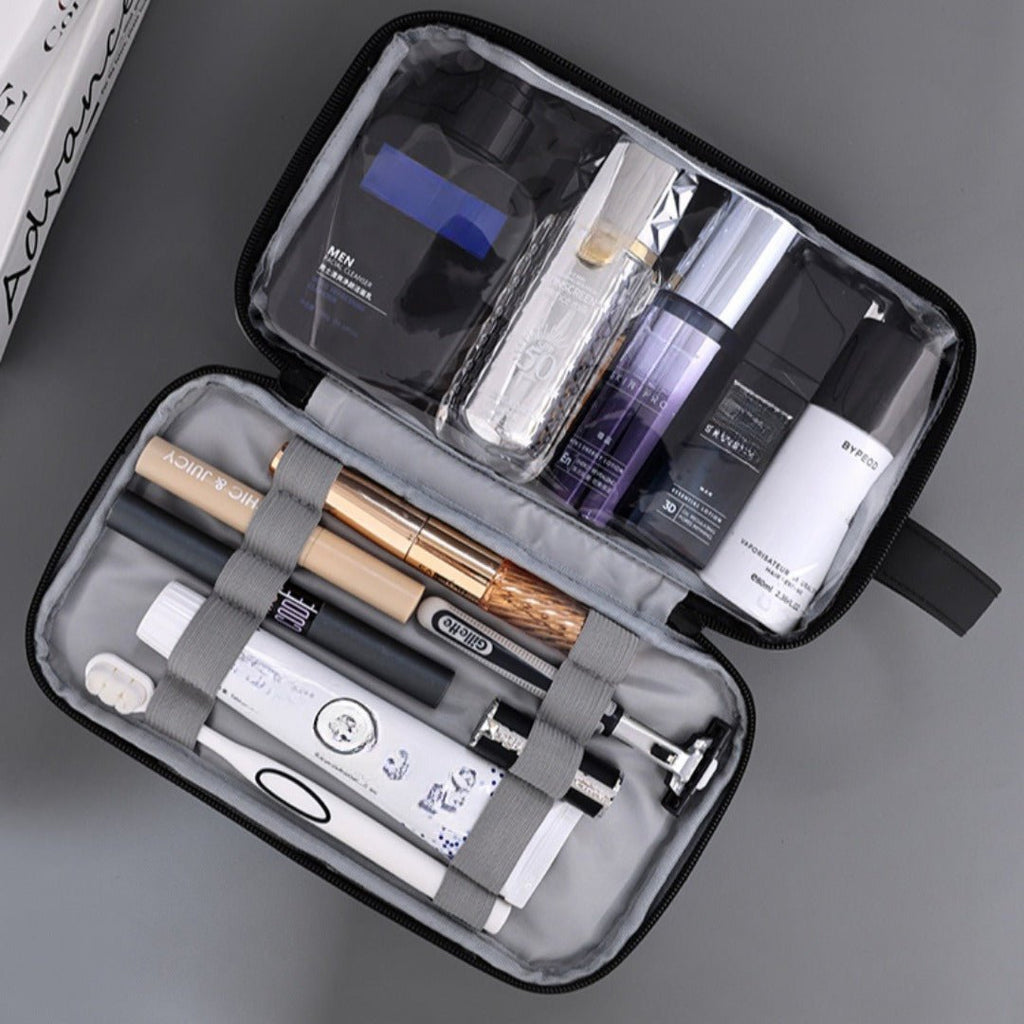 Triple-Layer Men's Grooming & Toiletry Bag with travel size essentials