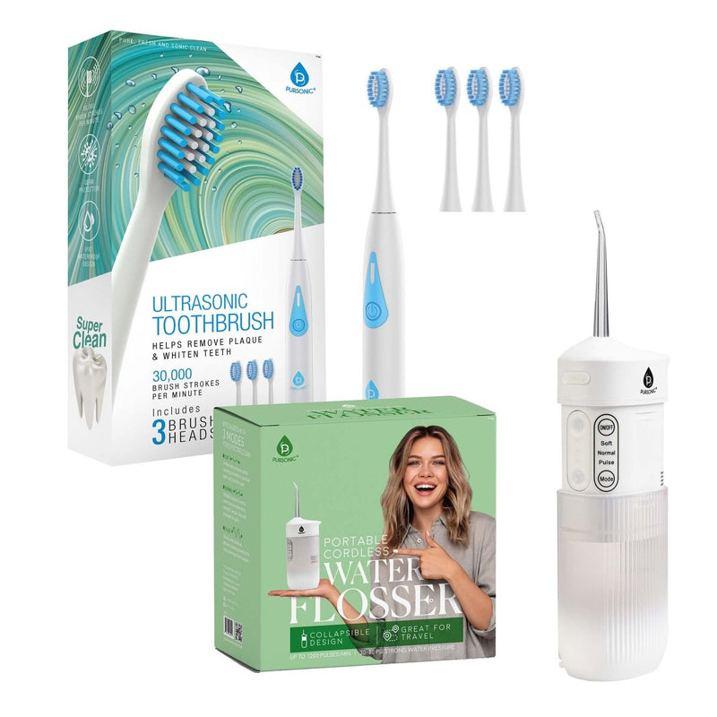 Ultimate Smile Care Travel Duo: Triple - Head Brush & Collapsible Flosser - 3ozs