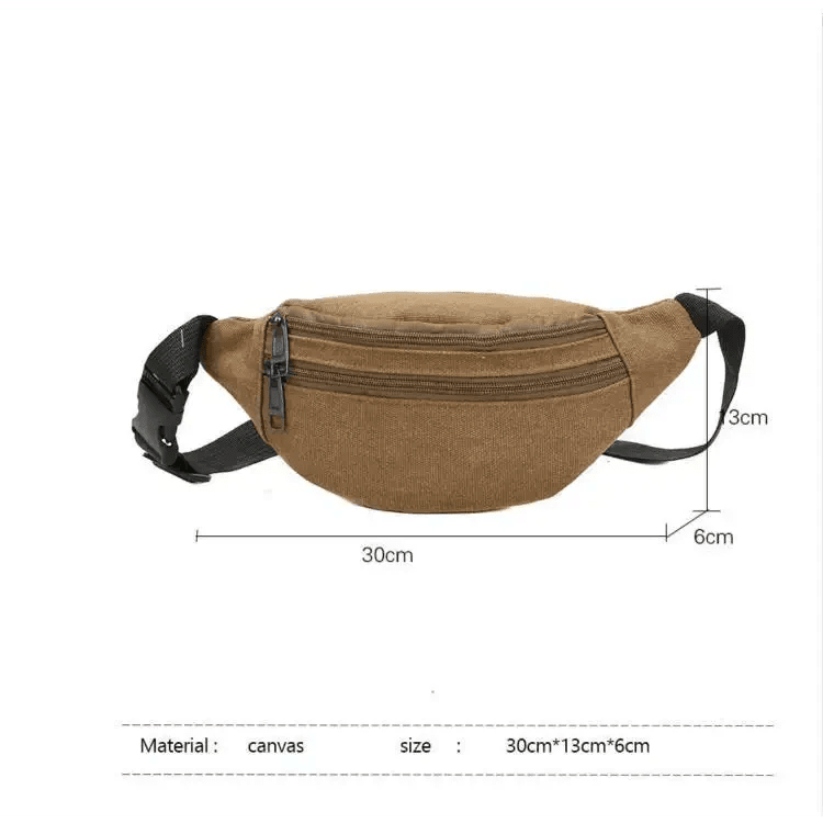 Unisex Canvas Waterproof Crossbody Waist Bag - 3ozs