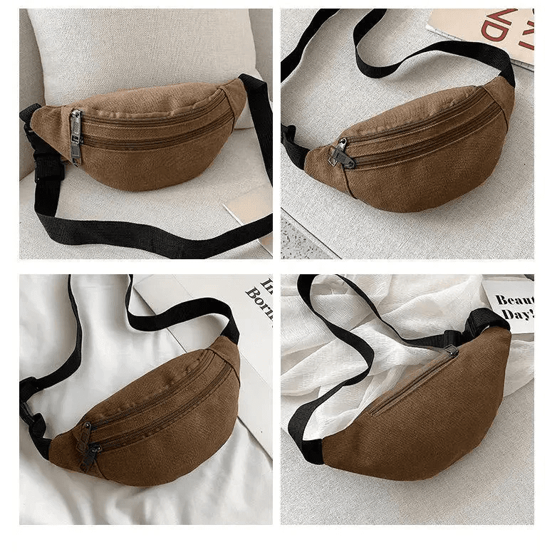 Unisex Canvas Waterproof Crossbody Waist Bag - 3ozs