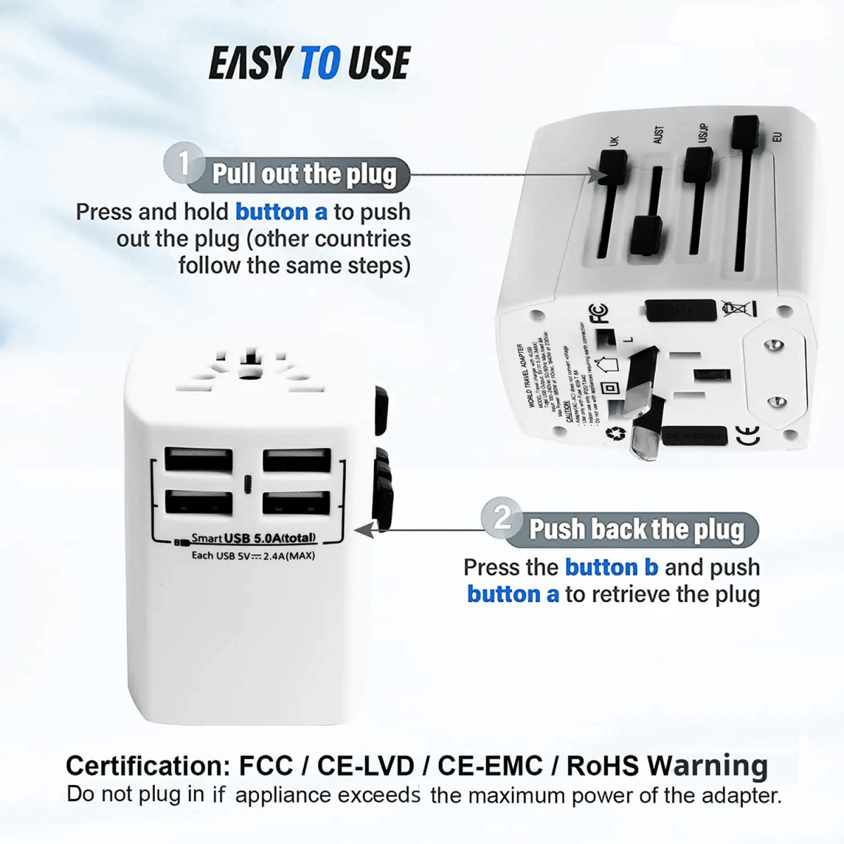 Universal Travel Adapter (3 - Pack) - 3ozs