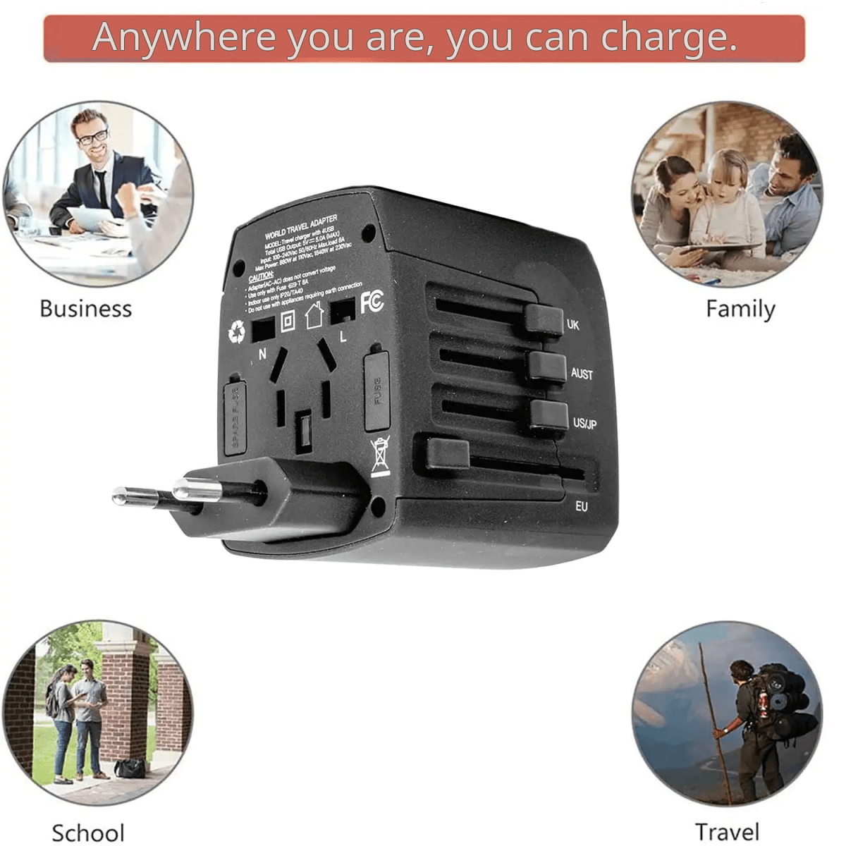 Universal Travel Adapter (3 - Pack) - 3ozs