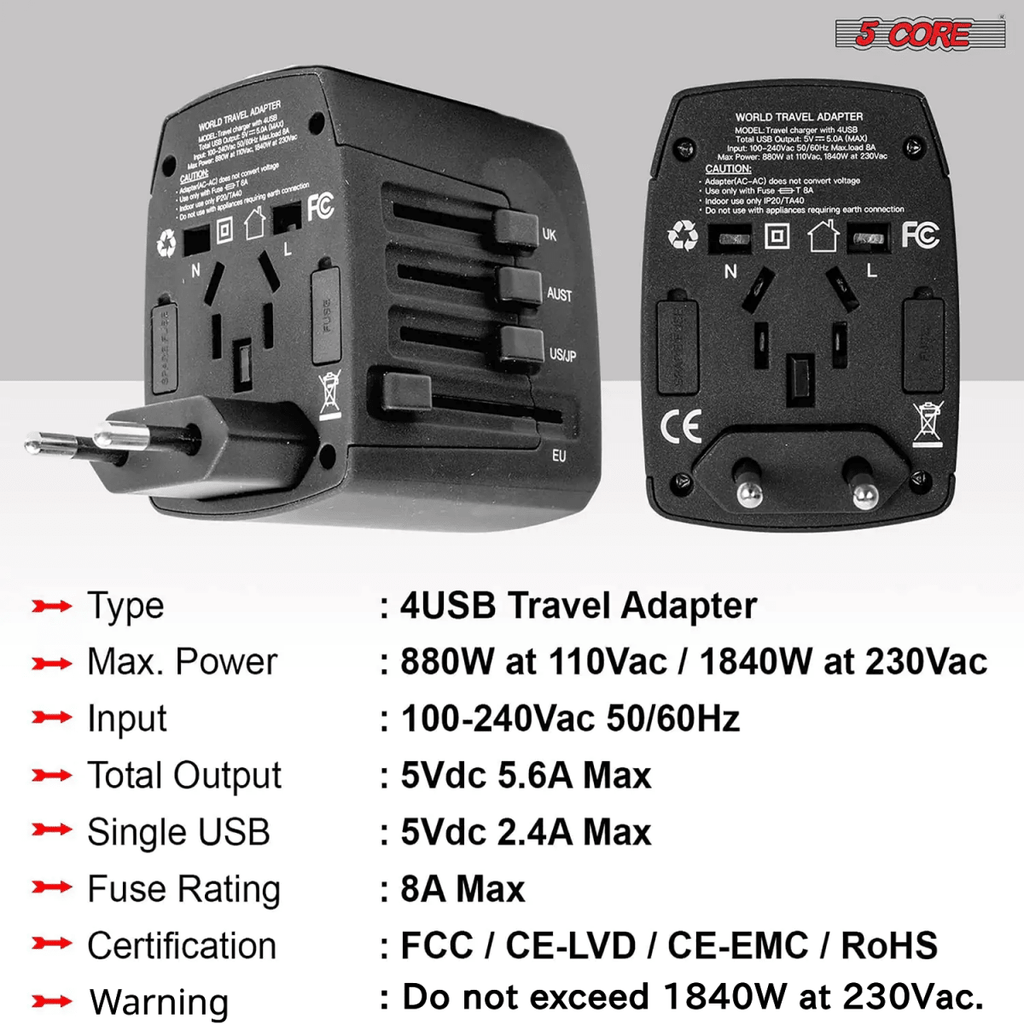 Universal Travel Adapter (3 - Pack) - 3ozs