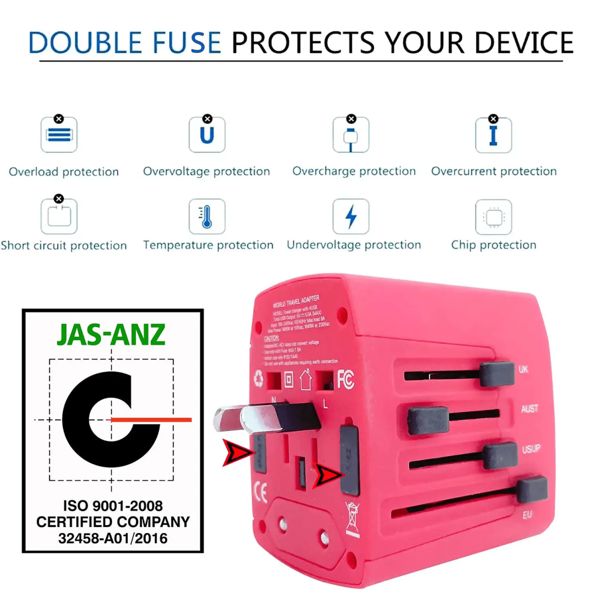 Universal Travel Adapter (3 - Pack) - 3ozs