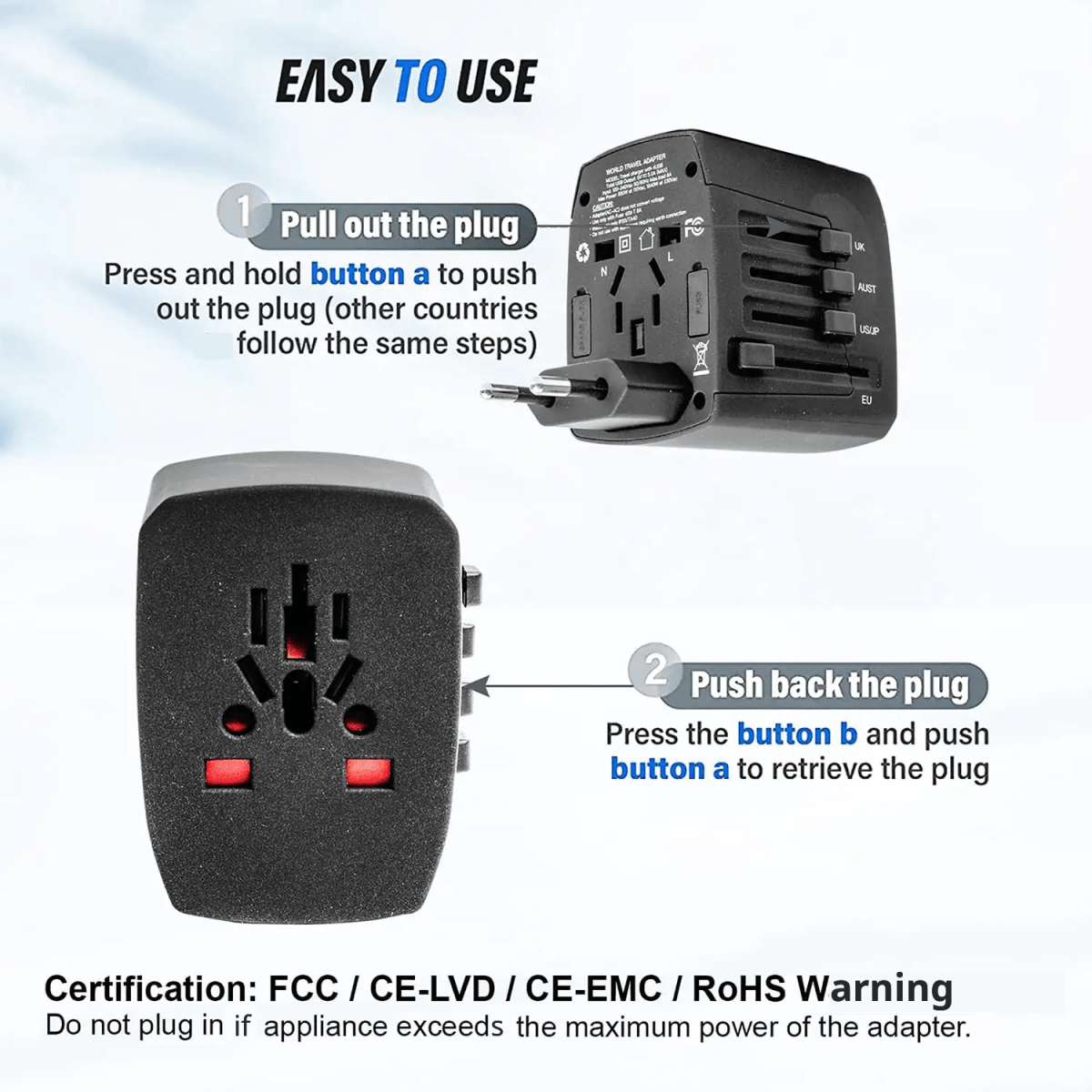 Universal Travel Adapter (3 - Pack) - 3ozs