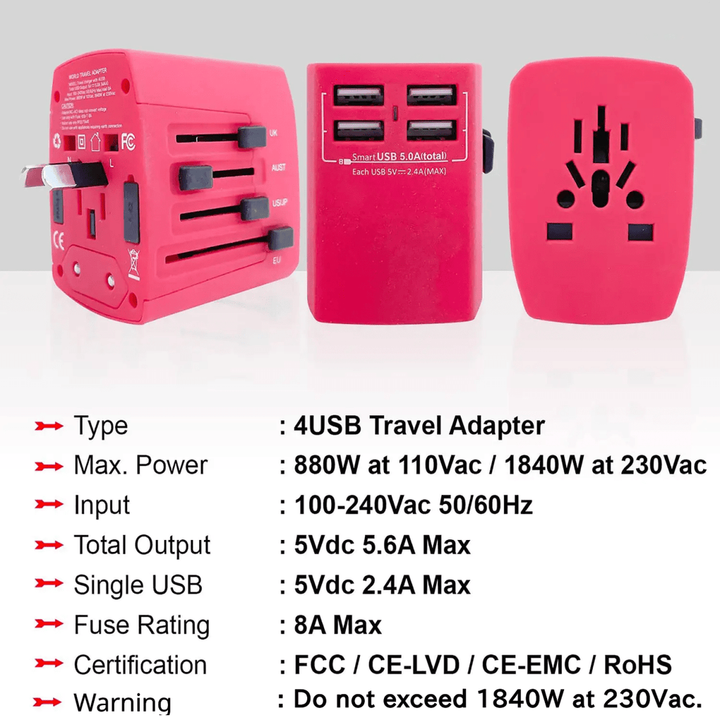 Universal Travel Adapter (3 - Pack) - 3ozs