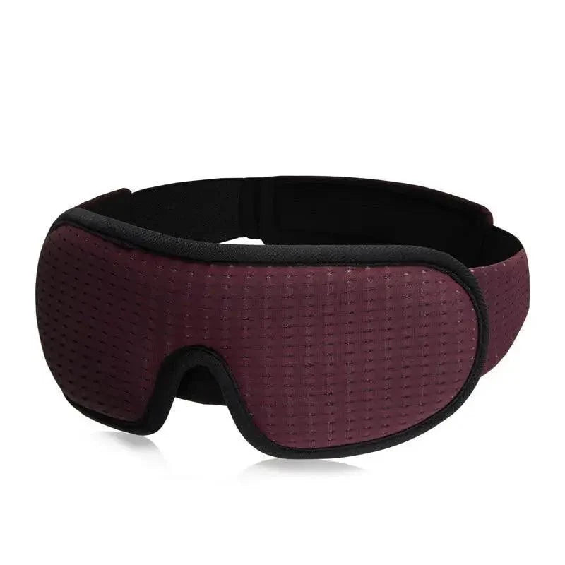 Purple sleep mask with a close-up of the breathable mesh fabric on a white background.