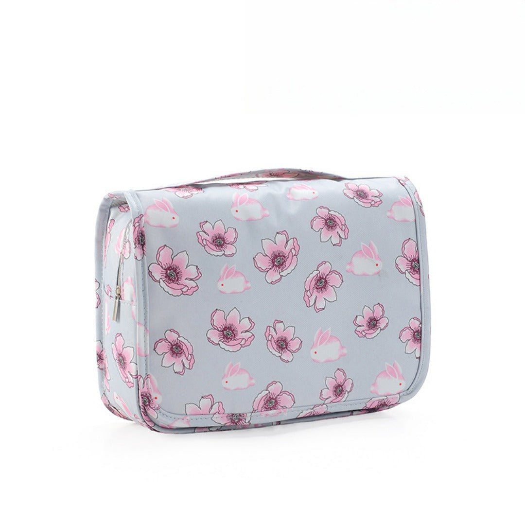 Visible Hanging Toiletry Bag with floral design for travel essentials