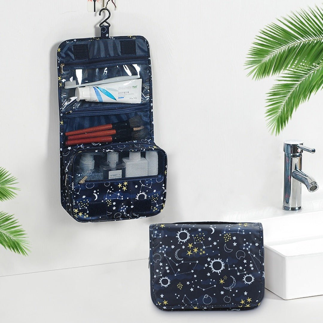 Visible Hanging Toiletry Bag with clear pockets for travel size essentials.