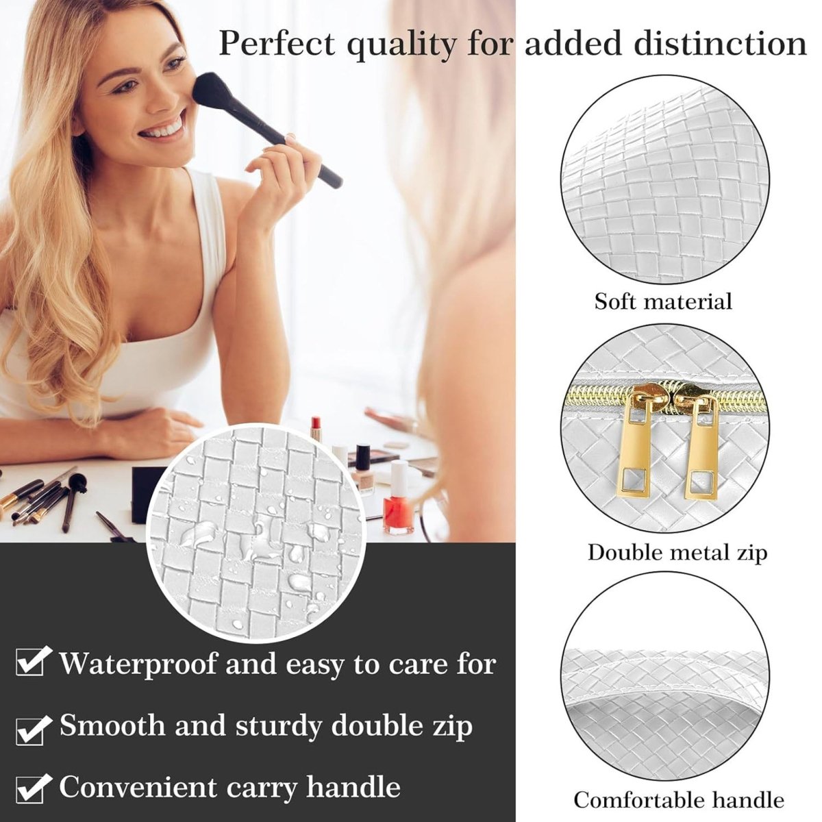 Woven Textured Beauty Organizer with travel size essentials